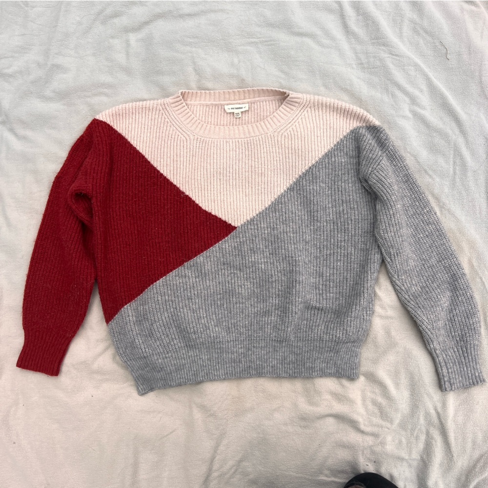 Eesome Colorblock Sweater - Red, Pink, and Gray